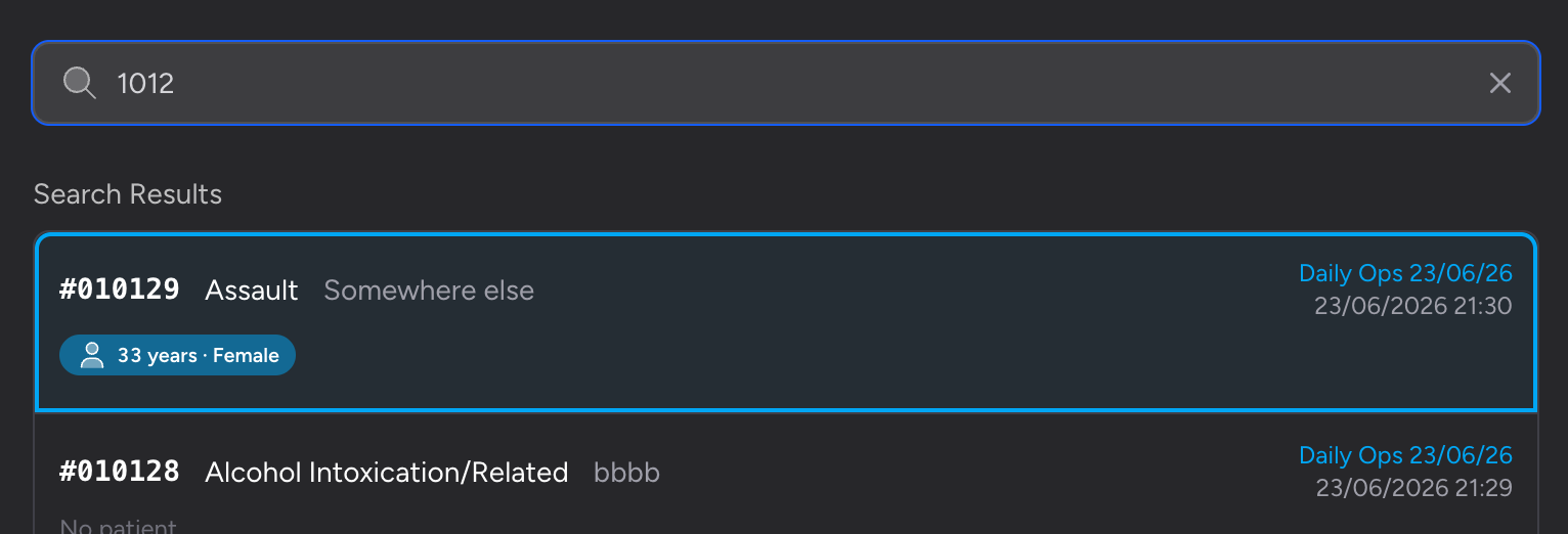 Screenshot: The search results list in the merge modal with one result selected, showing a primary-coloured ring highlight. Other results appear with plain borders