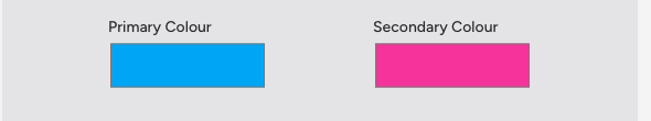 Screenshot: The two colour pickers side by side — Primary Colour on the left and Secondary Colour on the right — each showing a wide colour swatch