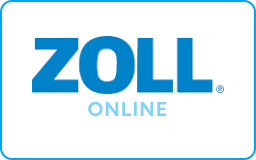 Screenshot: The Zoll Online button on its own — Zoll logo with "Online" label beneath