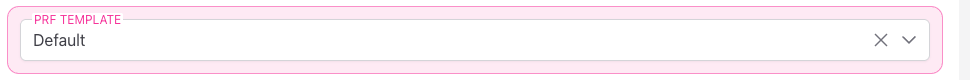 Screenshot: The PRF Template dropdown selector at the top of the Job Details panel